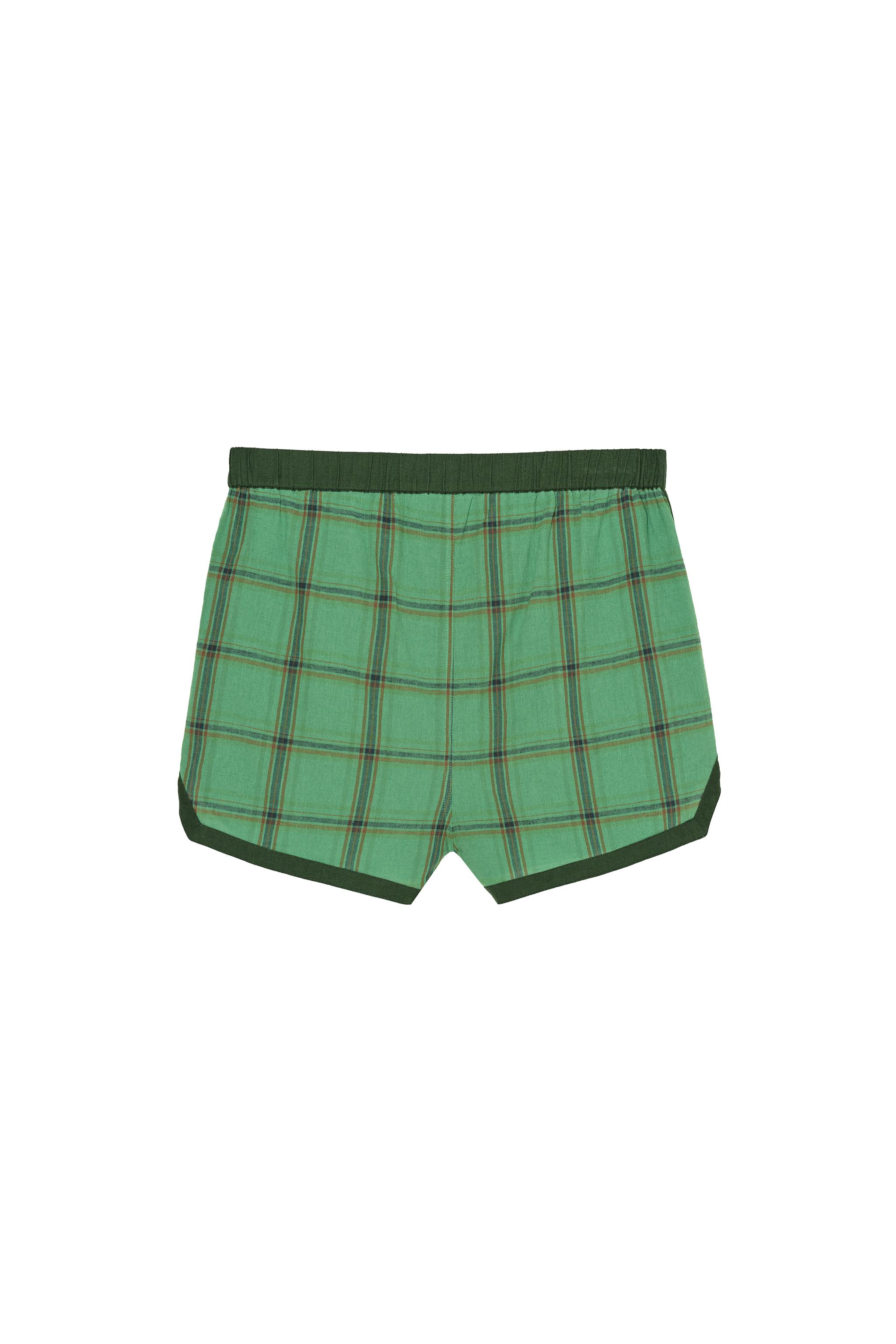 CONTRAST PLAID SIDE STRIPE SHORTS